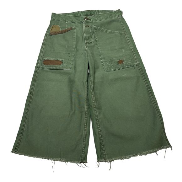 NSF Pants - NSF Wide Leg Patchwork Pants Women's 27 Cropped Cargo Boho Lagenlook